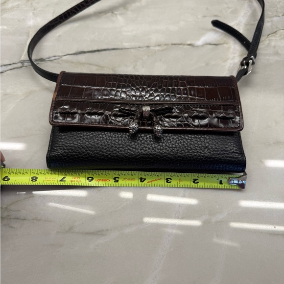 Brighton Black and Brown Textured wallet with Crossbody strap. - Picture 2 of 8
